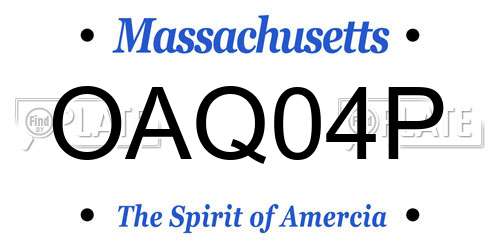 OAQ04P Massachusetts License Plate