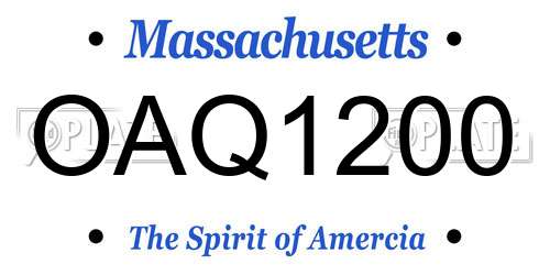OAQ1200 Massachusetts License Plate