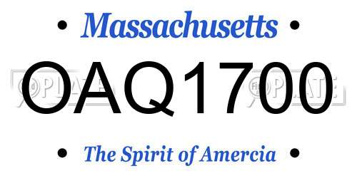 OAQ1700 Massachusetts License Plate