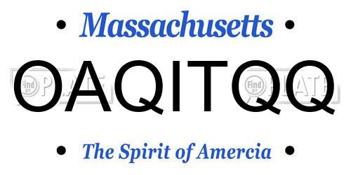 OAQITQQ Massachusetts License Plate