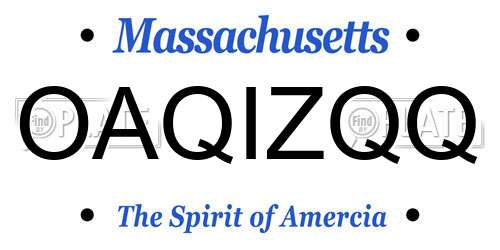 OAQIZQQ Massachusetts License Plate