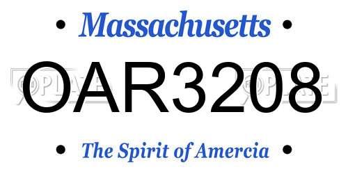 OAR3208 Massachusetts License Plate