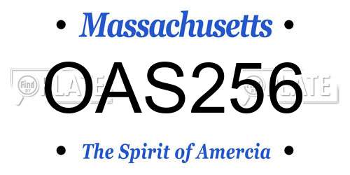 OAS256 Massachusetts License Plate