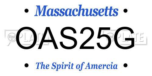 OAS25G Massachusetts License Plate
