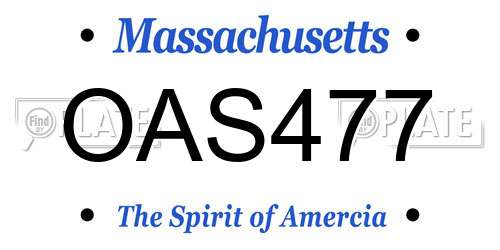 OAS477 Massachusetts License Plate