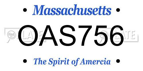 OAS756 Massachusetts License Plate