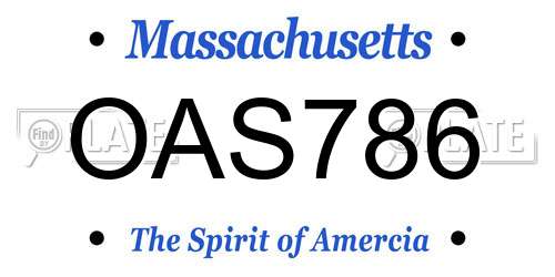 OAS786 Massachusetts License Plate