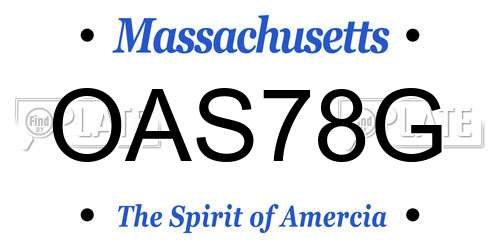 OAS78G Massachusetts License Plate