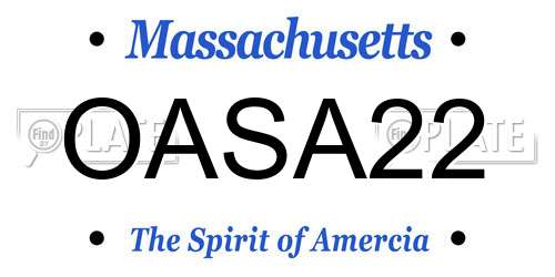 OASA22 Massachusetts License Plate