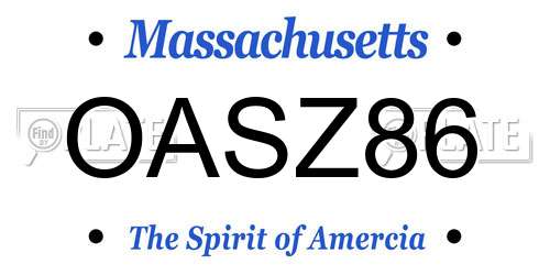 OASZ86 Massachusetts License Plate