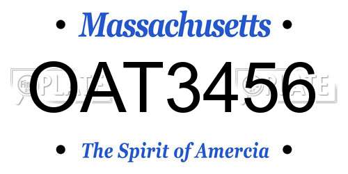 OAT3456 Massachusetts License Plate