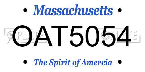 OAT5054 Massachusetts License Plate