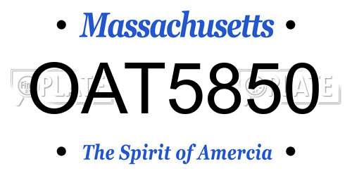 OAT5850 Massachusetts License Plate