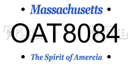 OAT8084 Massachusetts License Plate
