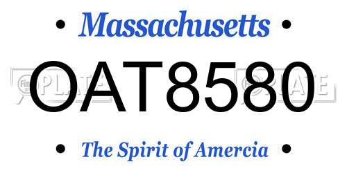 OAT8580 Massachusetts License Plate