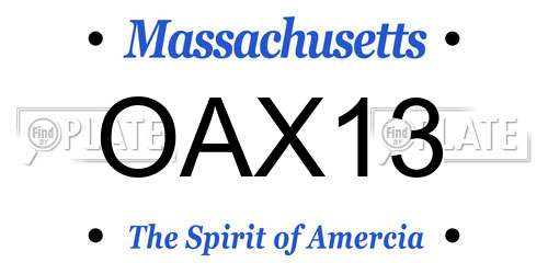 OAX13 Massachusetts License Plate