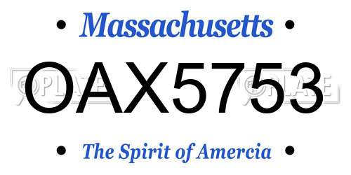 OAX5753 Massachusetts License Plate
