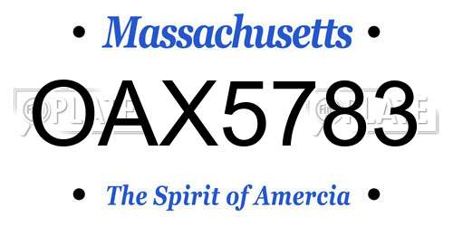 OAX5783 Massachusetts License Plate