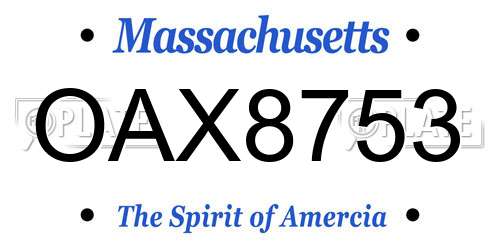 OAX8753 Massachusetts License Plate