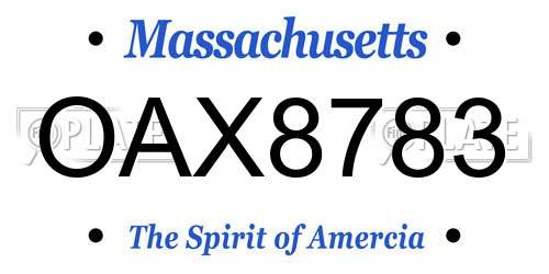 OAX8783 Massachusetts License Plate