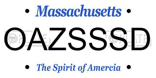 OAZSSSD Massachusetts License Plate