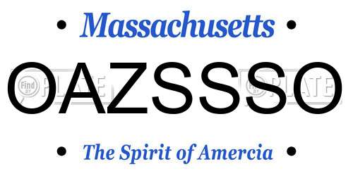 OAZSSSO Massachusetts License Plate