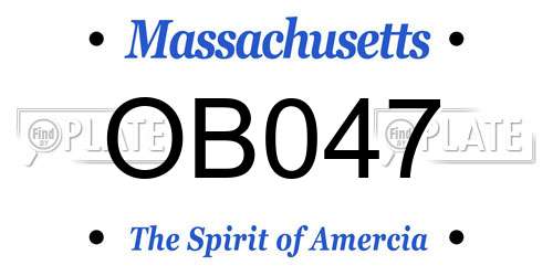 OB047 Massachusetts License Plate
