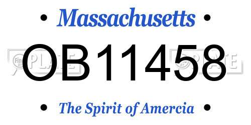 OB11458 Massachusetts License Plate
