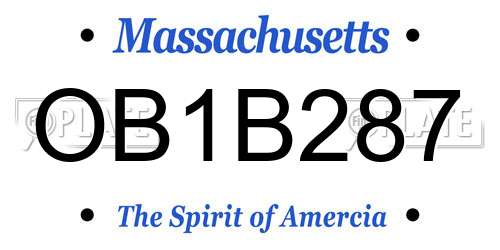 OB1B287 Massachusetts License Plate