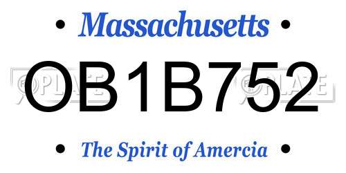 OB1B752 Massachusetts License Plate