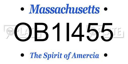 OB1I455 Massachusetts License Plate