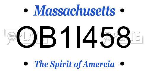 OB1I458 Massachusetts License Plate