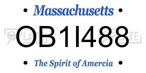 OB1I488 Massachusetts License Plate