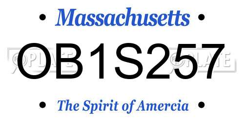 OB1S257 Massachusetts License Plate