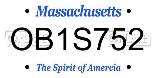 OB1S752 Massachusetts License Plate