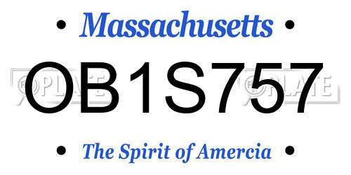 OB1S757 Massachusetts License Plate