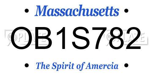 OB1S782 Massachusetts License Plate