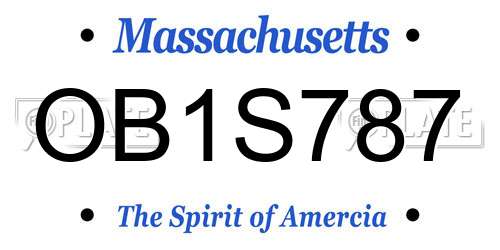OB1S787 Massachusetts License Plate