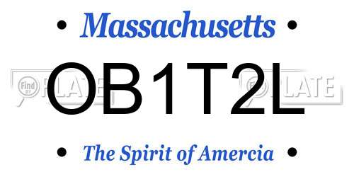 OB1T2L Massachusetts License Plate