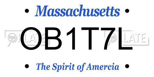 OB1T7L Massachusetts License Plate