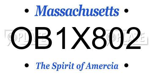 OB1X802 Massachusetts License Plate