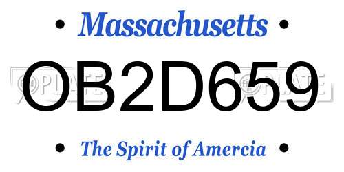 OB2D659 Massachusetts License Plate