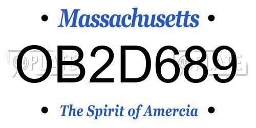 OB2D689 Massachusetts License Plate