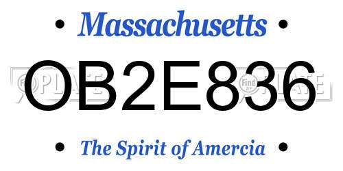 OB2E836 Massachusetts License Plate