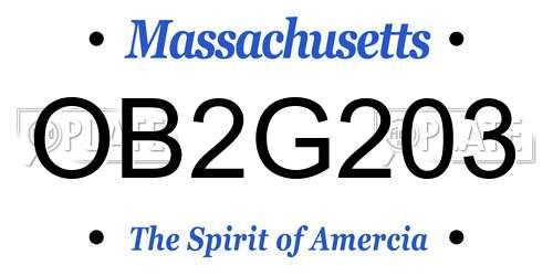 OB2G203 Massachusetts License Plate