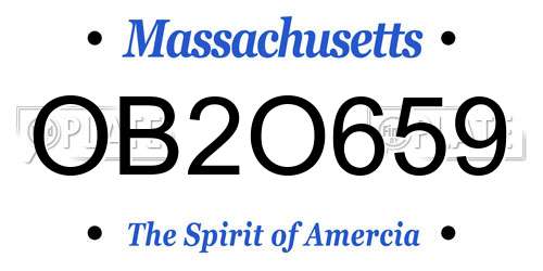 OB2O659 Massachusetts License Plate