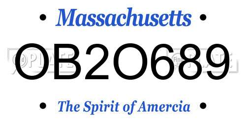 OB2O689 Massachusetts License Plate