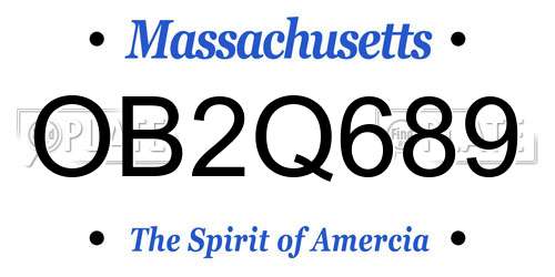 OB2Q689 Massachusetts License Plate