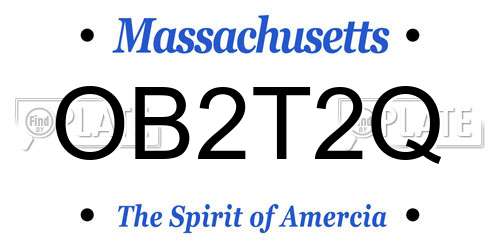 OB2T2Q Massachusetts License Plate