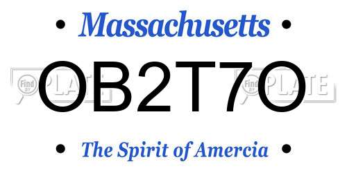 OB2T7O Massachusetts License Plate